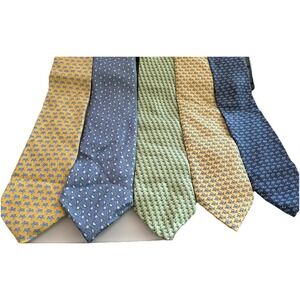 Vineyard Vines Tie Lot 5 Fish Anchor Nautical Palm Tree‎ Hook Blue Yellow Green